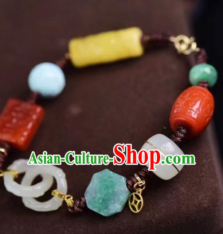 Chinese Traditional Agate Carving Wristlet Accessories National Cheongsam Wedding Bracelet