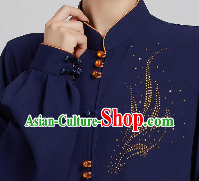 China Kung Fu Costume Tai Chi Exercise Clothing Martial Arts Navy Uniforms