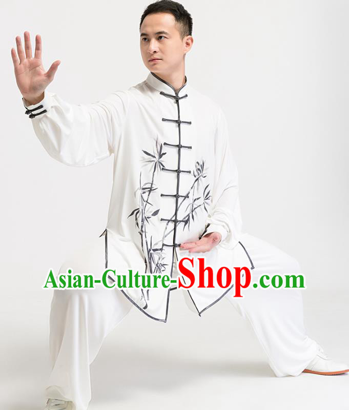 Chinese Kung Fu Uniforms Traditional Tai Chi Ink Painting Bamboo Costumes