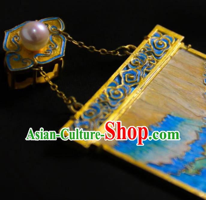 China Traditional Landscape Necklace Accessories Handmade Necklet Cloisonne Pendant