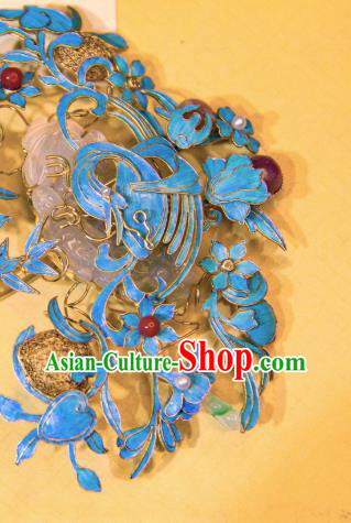 Chinese Handmade Tourmaline Hairpin Traditional Hair Jewelry Ancient Ming Dynasty Empress Jade Hair Stick