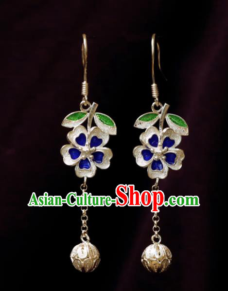 Chinese National Silver Ear Jewelry Traditional Handmade Hanfu Earrings Accessories