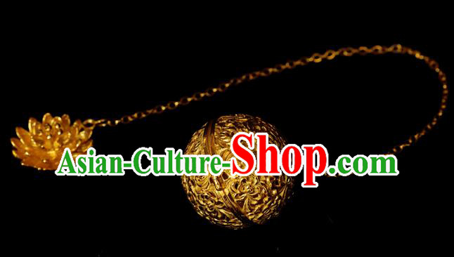 China Traditional Waist Accessories Ancient Princess Golden Lotus Sachet Pendant