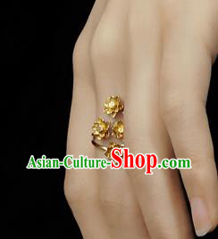 Handmade Chinese Traditional Golden Lotus Ring Accessories Wedding Circlet Jewelry