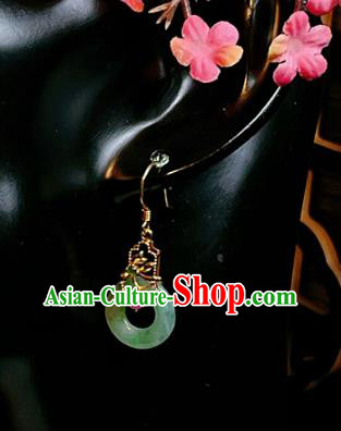 Handmade Chinese National Ear Accessories Traditional Culture Jewelry Cheongsam Jadeite Earrings
