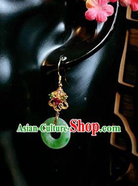 Handmade Chinese National Pearls Ear Accessories Traditional Culture Jadeite Jewelry Cheongsam Earrings