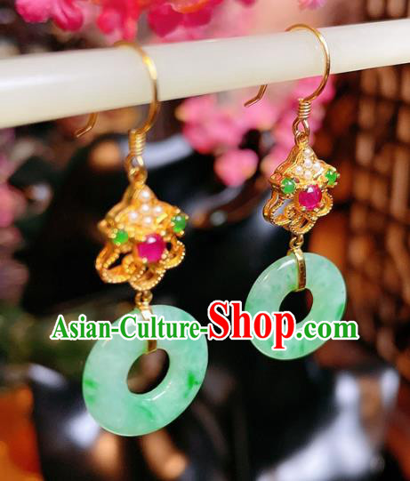 Handmade Chinese National Pearls Ear Accessories Traditional Culture Jadeite Jewelry Cheongsam Earrings