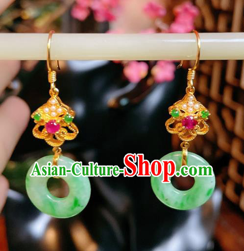 Handmade Chinese National Pearls Ear Accessories Traditional Culture Jadeite Jewelry Cheongsam Earrings