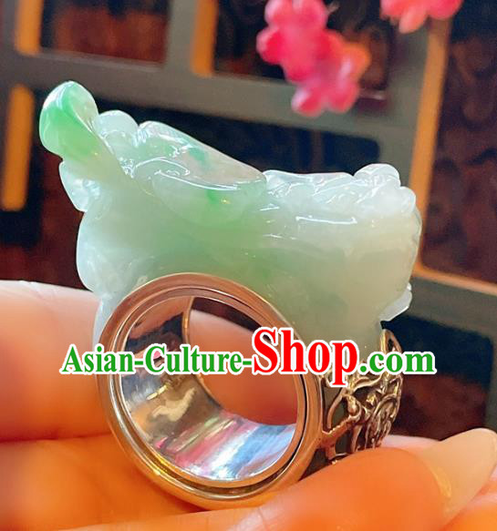Top Chinese National Silver Ring Jewelry Traditional Handmade Accessories Jadeite Pi Xiu Circlet