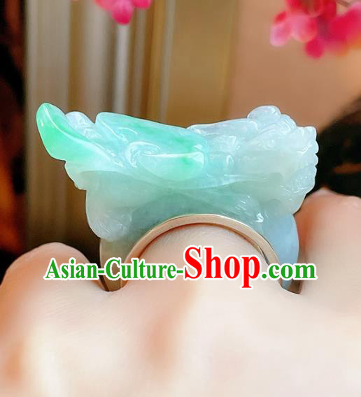 Top Chinese National Silver Ring Jewelry Traditional Handmade Accessories Jadeite Pi Xiu Circlet