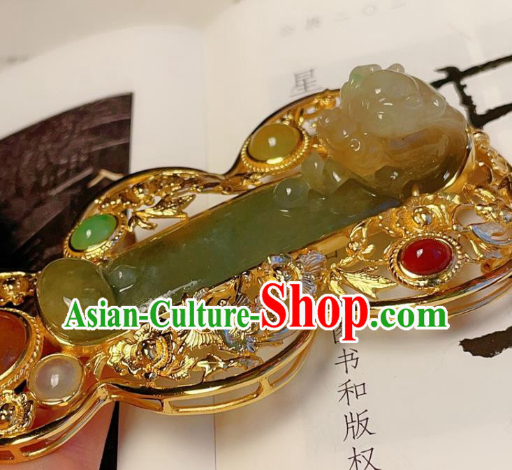 China Traditional Gilding Silver Necklace Accessories Handmade Wedding Jadeite Gourd Necklet Pendant