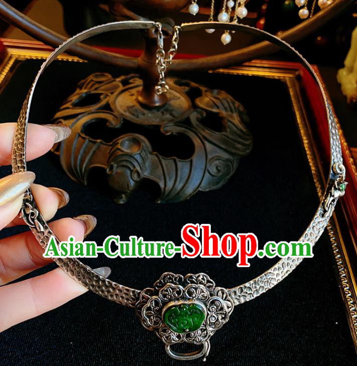 China Traditional Silver Necklace Accessories Handmade Wedding Jadeite Necklet Lock