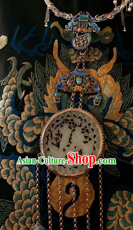 China Traditional Blueing Silver Necklace Accessories Handmade Wedding Jade Necklet Pendant