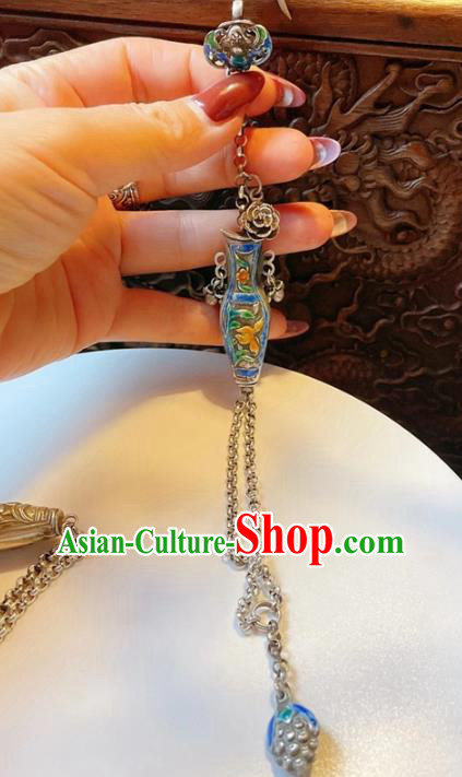 Handmade Chinese Blueing Vase Bracelet Accessories Traditional Culture Jewelry National Silver Grape Bangle