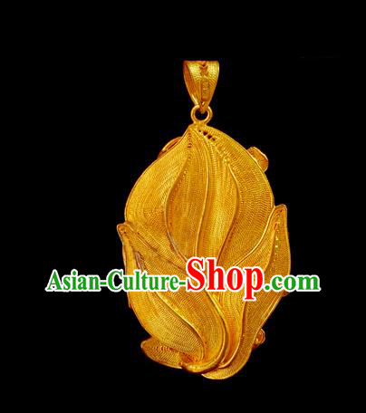 China Traditional Hanfu Necklace Accessories Ancient Princess Golden Flowers Necklet Pendant