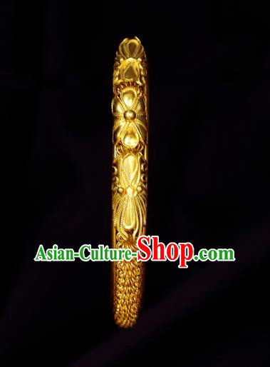 Handmade Chinese Traditional Qing Dynasty Palace Bangle Jewelry Golden Bracelet Accessories