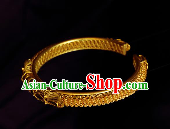 Handmade Chinese Traditional Qing Dynasty Palace Bangle Jewelry Golden Bracelet Accessories