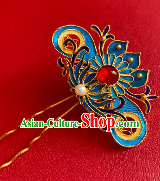 China Handmade Qing Dynasty Court Lady Hairpin Traditional Hair Accessories Lotus Hair Stick