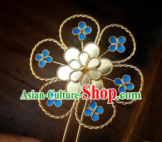 China Traditional Hair Accessories Flower Hair Stick Handmade Qing Dynasty Court Lady Hairpin
