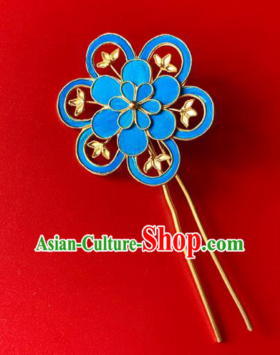 China Traditional Hair Accessories Flower Hair Stick Handmade Qing Dynasty Court Lady Hairpin