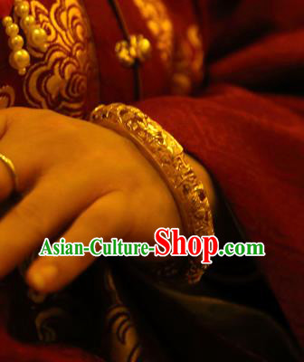 Handmade Chinese Wedding Bracelet Accessories Traditional Ancient Bride Golden Bangle Jewelry