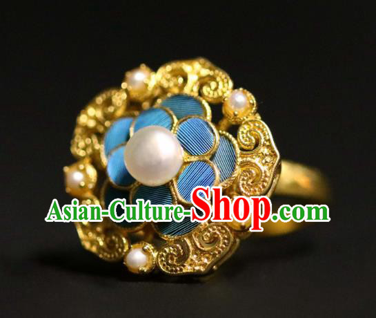 Handmade Chinese Wedding Ring Accessories Traditional Ancient Bride Pearl Circlet Jewelry