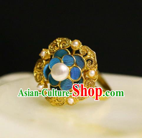Handmade Chinese Wedding Ring Accessories Traditional Ancient Bride Pearl Circlet Jewelry