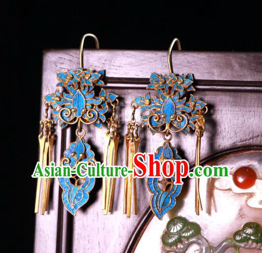 Chinese Ancient Qing Dynasty Empress Ear Accessories Classical Cloisonne Butterfly Earrings Jewelry