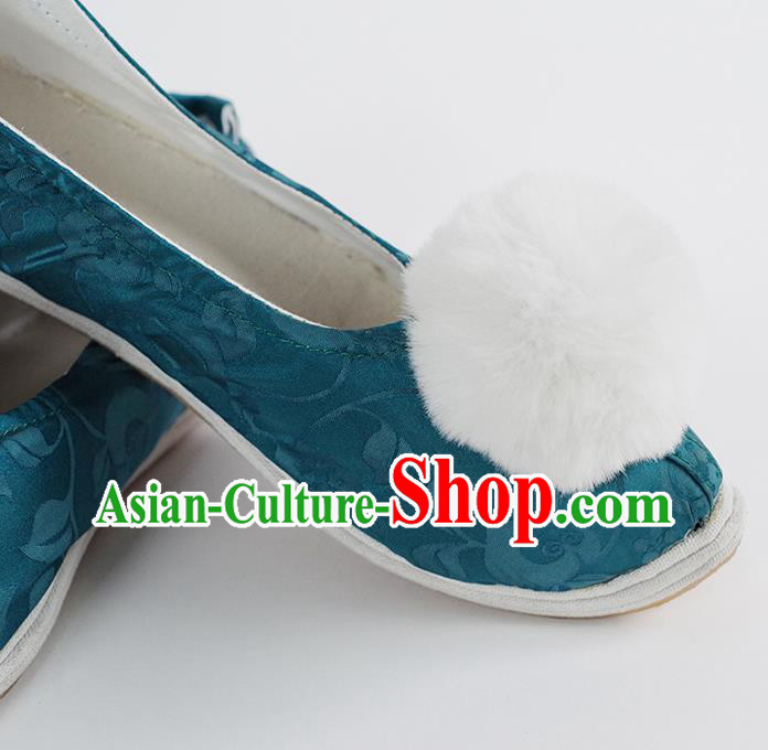 Handmade Chinese Traditional Blue Silk Shoes Hanfu Shoes Ancient Song Dynasty Princess Shoes