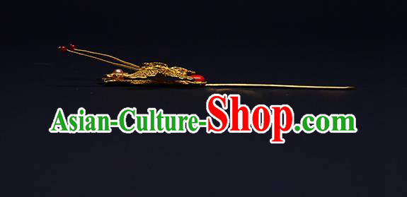 China Traditional Hair Jewelry Ming Dynasty Filigree Butterfly Hairpin Ancient Empress Golden Hair Stick