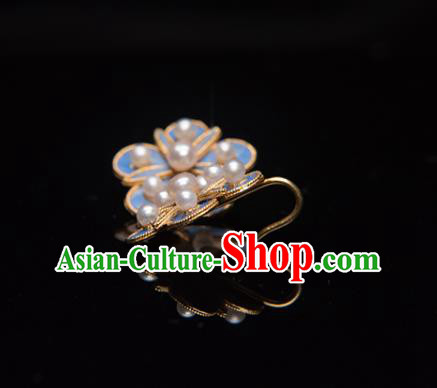 Chinese Classical Qing Dynasty Palace Lady Ear Accessories Ancient Princess Pearls Earrings
