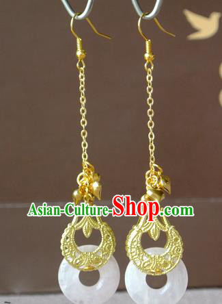Chinese Tang Dynasty Palace Lady Ear Accessories Ancient Princess Helan Minyue Quartz Earrings