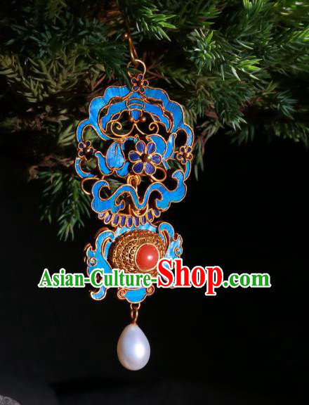 Chinese Ear Accessories Ancient Qing Dynasty Empress Filigree Earrings Classical Gems Jewelry