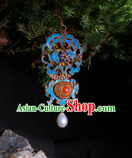 Chinese Ear Accessories Ancient Qing Dynasty Empress Filigree Earrings Classical Gems Jewelry