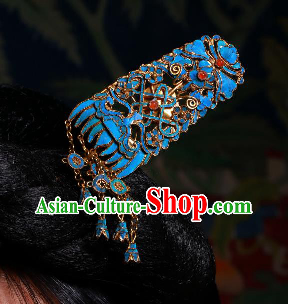 China Handmade Qing Dynasty Court Woman Tassel Hairpin Ancient Empress Gems Hair Clip