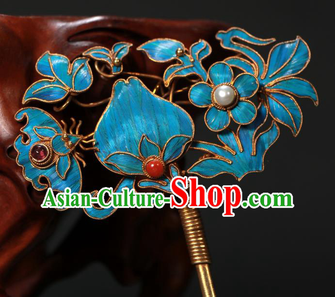 China Ancient Qing Dynasty Hairpin Empress Cloisonne Hair Stick Handmade Hair Accessories