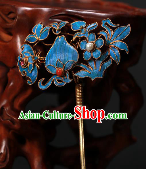 China Ancient Qing Dynasty Hairpin Empress Cloisonne Hair Stick Handmade Hair Accessories