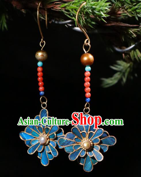 Chinese Classical Cheongsam Earrings Jewelry Ancient Qing Dynasty Court Ear Accessories