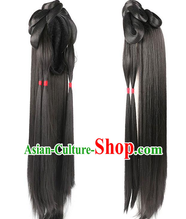 Handmade Chinese Traditional Song Dynasty Princess Wigs Ancient Young Beauty Wig Sheath Headwear