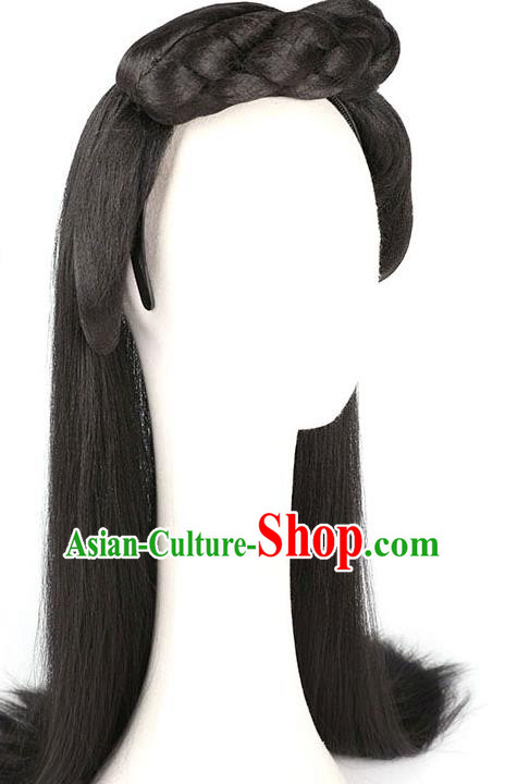 Handmade Chinese Ancient Young Beauty Wig Sheath Headwear Traditional Ming Dynasty Princess Wigs Chignon