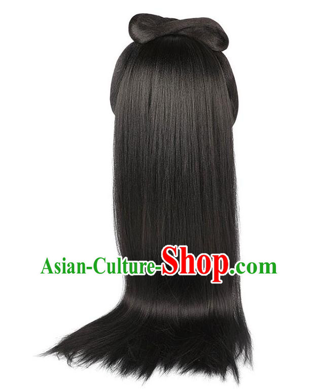 Handmade Chinese Ancient Young Beauty Wig Sheath Headwear Traditional Ming Dynasty Princess Wigs Chignon