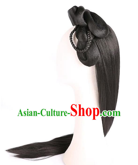 Handmade Chinese Ancient Young Beauty Wig Sheath Headwear Traditional Ming Dynasty Princess Wigs Chignon