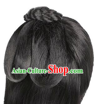 China Ancient Swordsman Wigs Traditional Tang Dynasty Noble Childe Wig Sheath for Men