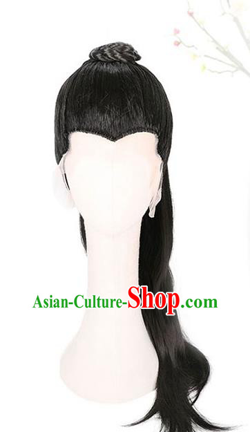 China Ancient Swordsman Wigs Traditional Tang Dynasty Noble Childe Wig Sheath for Men