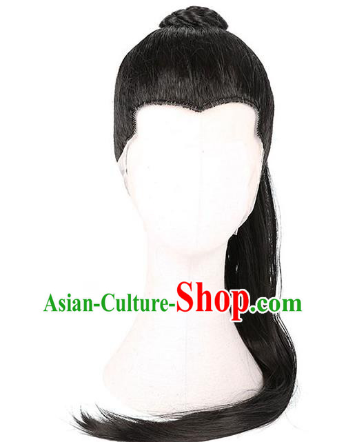China Ancient Swordsman Wigs Traditional Tang Dynasty Noble Childe Wig Sheath for Men