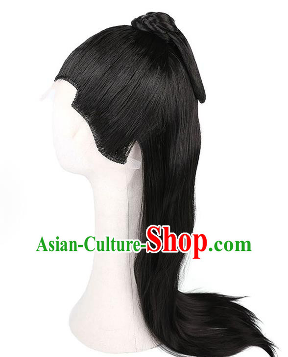 China Ancient Swordsman Wigs Traditional Tang Dynasty Noble Childe Wig Sheath for Men
