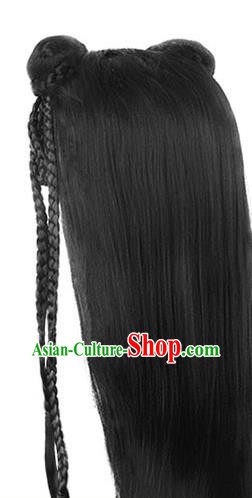 Handmade Chinese Ancient Young Lady Wig Sheath Traditional Song Dynasty Female Wigs Chignon
