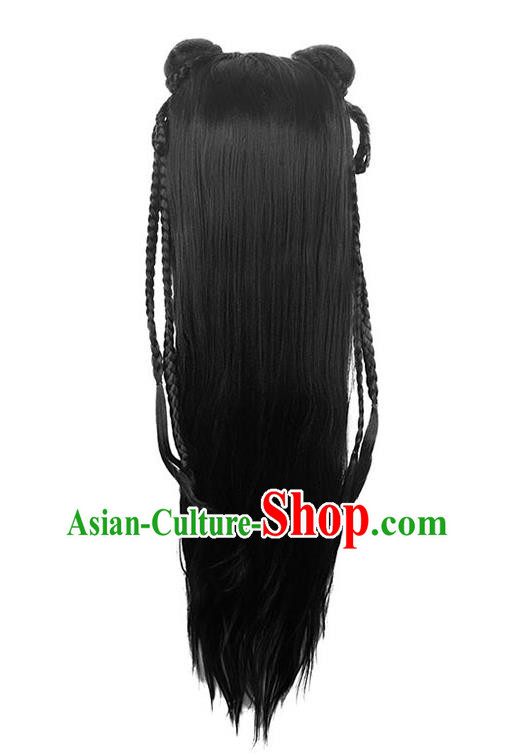 Handmade Chinese Ancient Young Lady Wig Sheath Traditional Song Dynasty Female Wigs Chignon