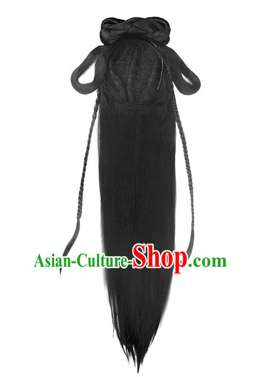 Handmade Chinese Ancient Young Lady Wig Sheath Traditional Song Dynasty Female Wigs Chignon