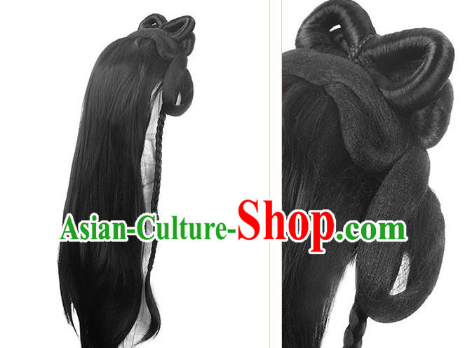 Handmade Chinese Ancient Young Lady Wig Sheath Traditional Song Dynasty Female Wigs Chignon